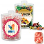 Acrylic Snack Jar Container Filled w/ Wrapped Starlight Mint Custom Printed