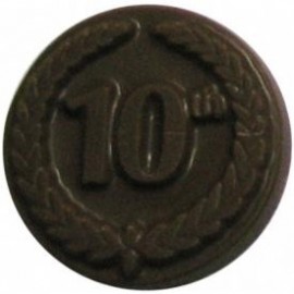 0.32 Oz. Chocolate 10th Anniversary Round W/Crest Custom Imprinted