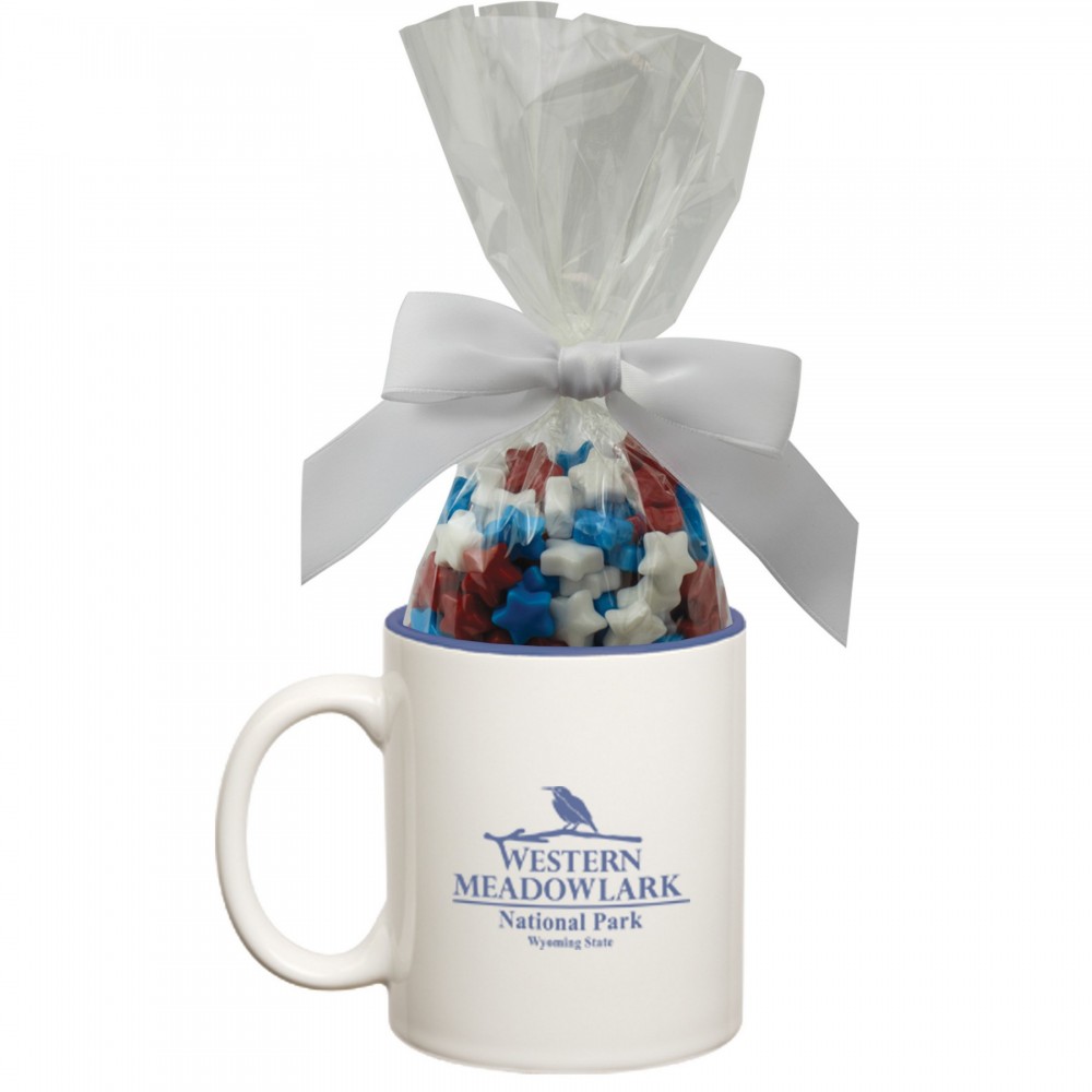 Logo Branded Two Tone Ceramic Mug With Candy Stars Logo Branded Two Tone Ceramic Mug With Candy Stars