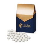 Logo Branded Chocolate Gourmet Mints in Navy & Gold Gable Top Gift Box