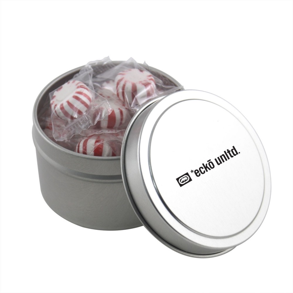 Round Tin w/Starlight Peppermints Custom Imprinted Round Tin w/Starlight Peppermints Custom Imprinted