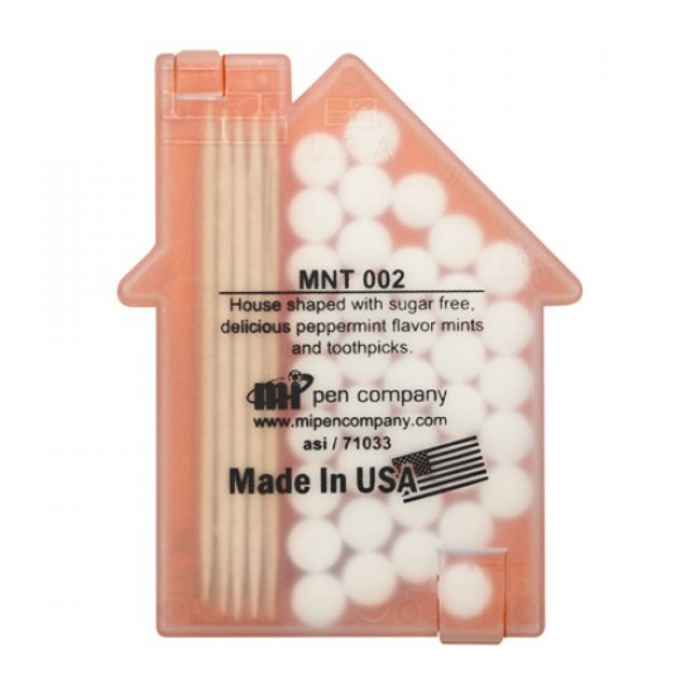 House shaped Mints/Toothpicks - Translucent Orange Logo Branded House shaped Mints/Toothpicks - Translucent Orange Logo Branded