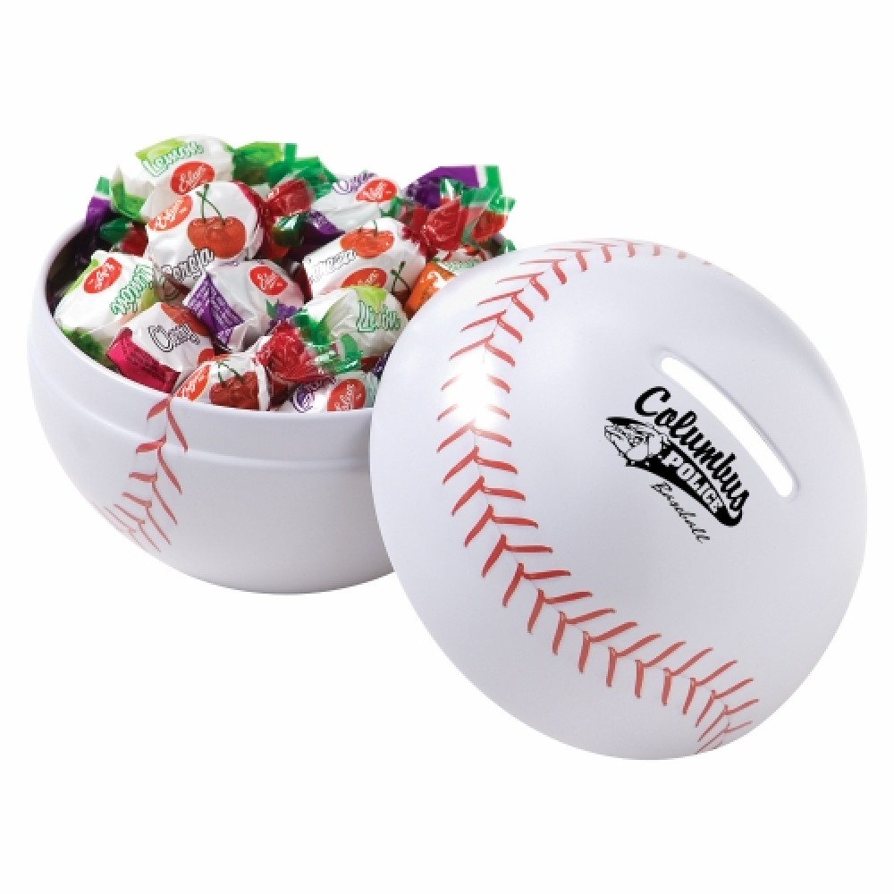 Custom Imprinted Small Themed Tin Banks - Fruit Bon Bons Custom Imprinted Small Themed Tin Banks - Fruit Bon Bons