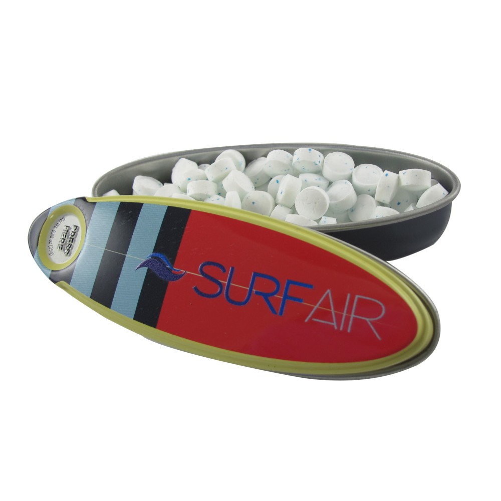 Logo Branded Stripe Surfboard Mint Tin Logo Branded Stripe Surfboard Mint Tin