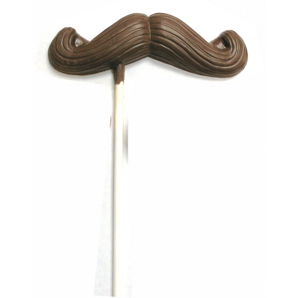 Promotional 1.92 Oz. Chocolate Moustache w/Curved Ends On A Stick