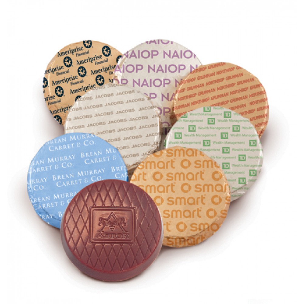 Custom Imprinted Chocolate Candy Round w/ Custom Imprint on Foil Custom Imprinted Chocolate Candy Round w/ Custom Imprint on Foil