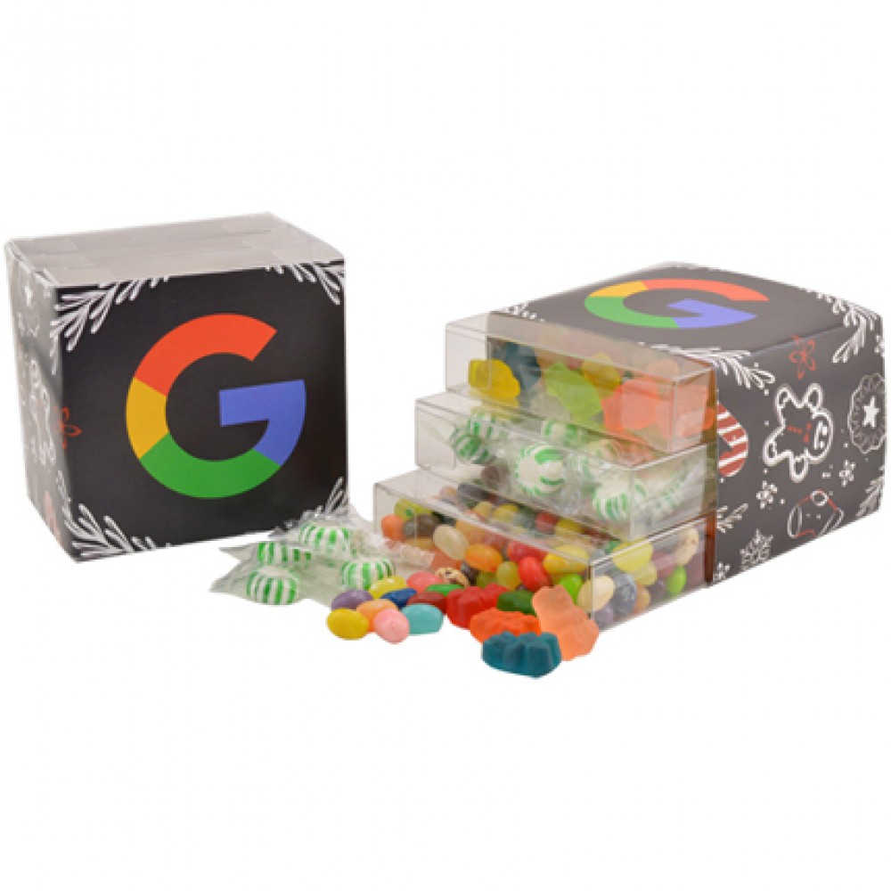 Custom Printed Candy 3 Way Stack Acetate Tower w/Full Color Sleeve