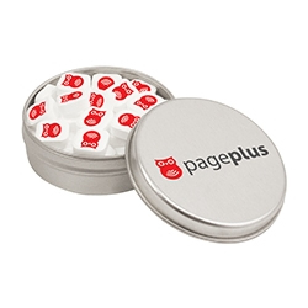 Small Round Tin - Imprinted Sugar Free Peppermints Logo Branded Small Round Tin - Imprinted Sugar Free Peppermints Logo Branded