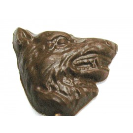 1.12 Oz. Chocolate Wolf Head - Teeth Showing Custom Printed  1.12 Oz. Chocolate Wolf Head - Teeth Showing Custom Printed