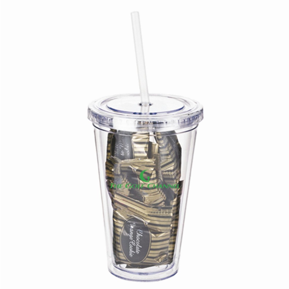 Custom Imprinted 16 Oz. Clear Acrylic Tumbler W/Wrapped Gourmet Cookies (10 Piece) Custom Imprinted 16 Oz. Clear Acrylic Tumbler W/Wrapped Gourmet Cookies (10 Piece)