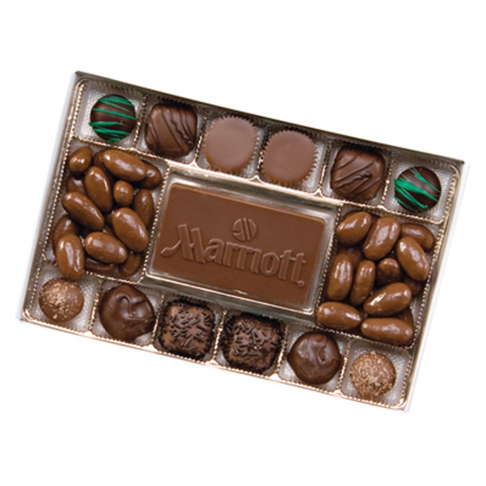 Logo Branded Large Chocolate Centerpiece Box w/Nuts & Chocolate