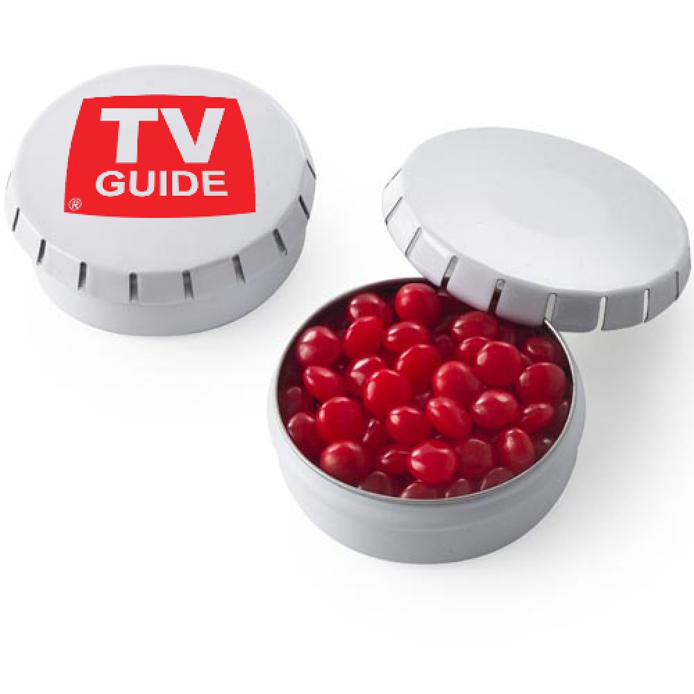 Small Push Top Tin - Red Hots Custom Imprinted Small Push Top Tin - Red Hots Custom Imprinted