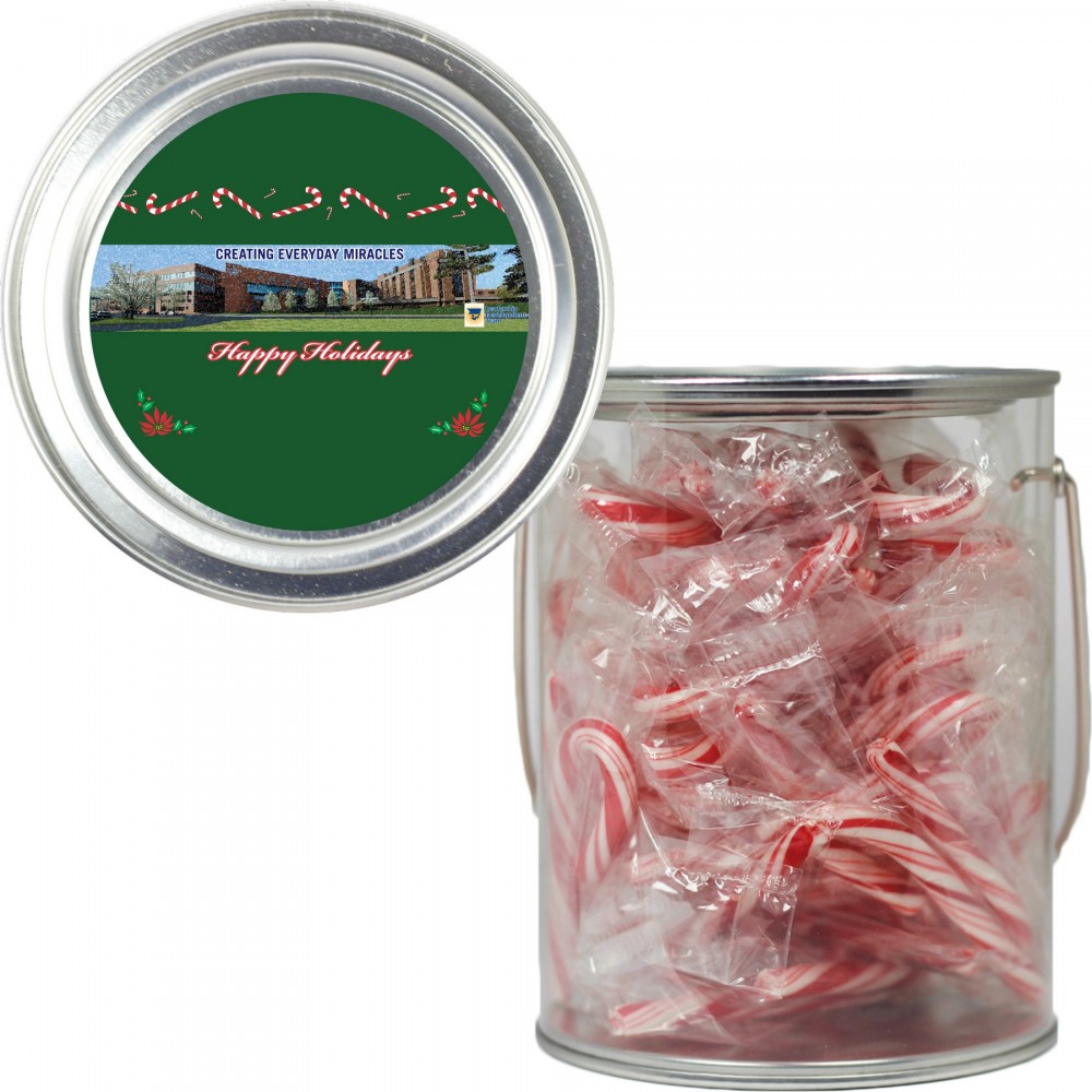 Clear Plastic Paint Can Pail with Mints, Cookies, Candy, Gumballs, or Candy Canes Custom Imprinted Clear Plastic Paint Can Pail with Mints, Cookies, Candy, Gumballs, or Candy Canes Custom Imprinted
