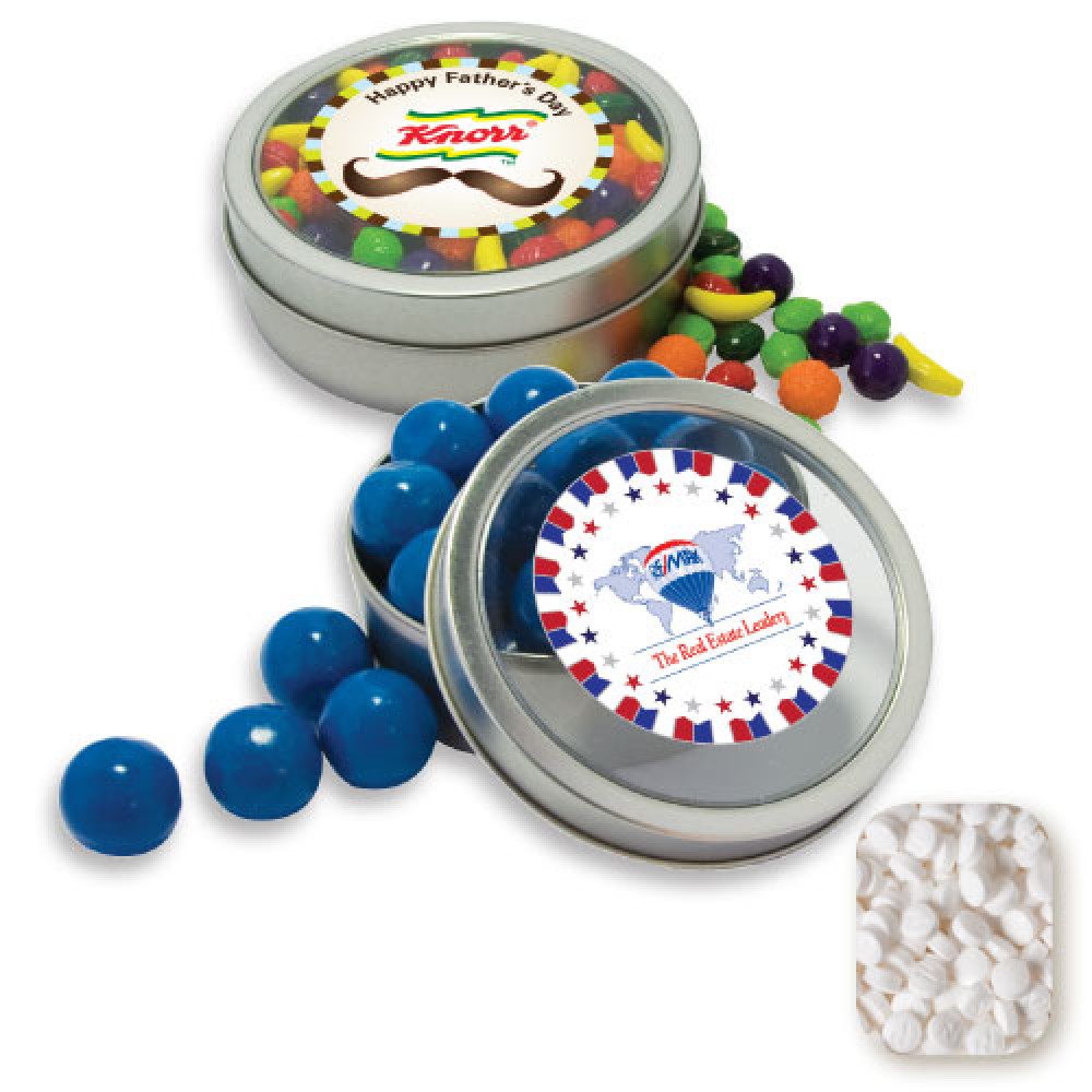 Custom Imprinted Rim Tin w/ Window Mini Mints Candy by Color Custom Imprinted Rim Tin w/ Window Mini Mints Candy by Color