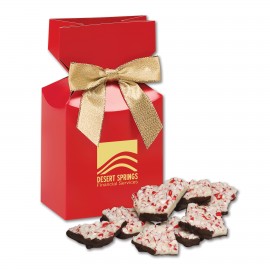 Red Premium Delights Gift Box w/Peppermint Bark Custom Imprinted