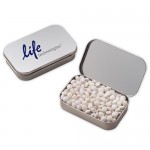 Custom Imprinted Large Hinged Tin- White Mints