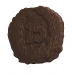 0.72 Oz. Chocolate 25th Round Crest Custom Printed