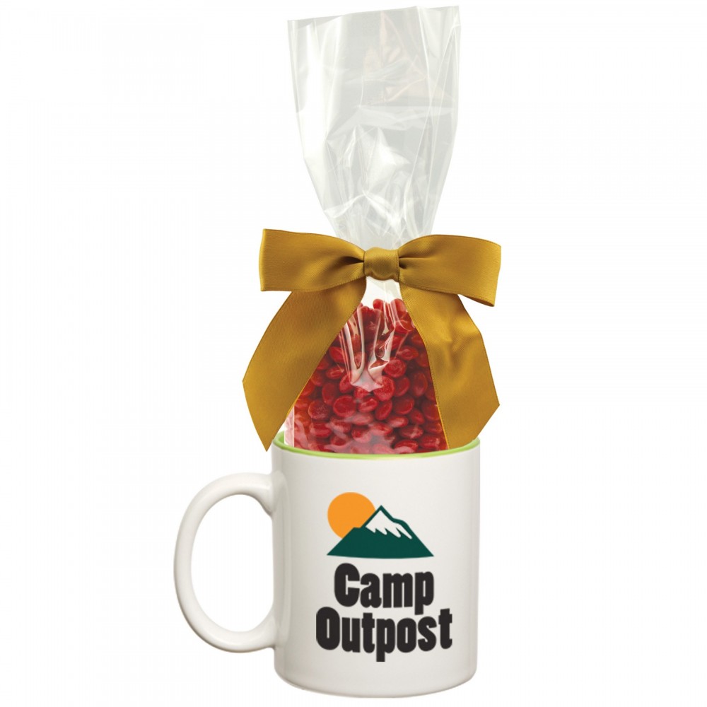 Custom Imprinted Two Tone Ceramic Mug With Cinnamon Red Hots Custom Imprinted Two Tone Ceramic Mug With Cinnamon Red Hots