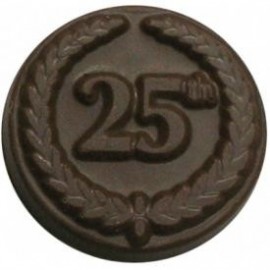 Promotional 0.32 Oz. Chocolate 25th Anniversary Round W/Crest