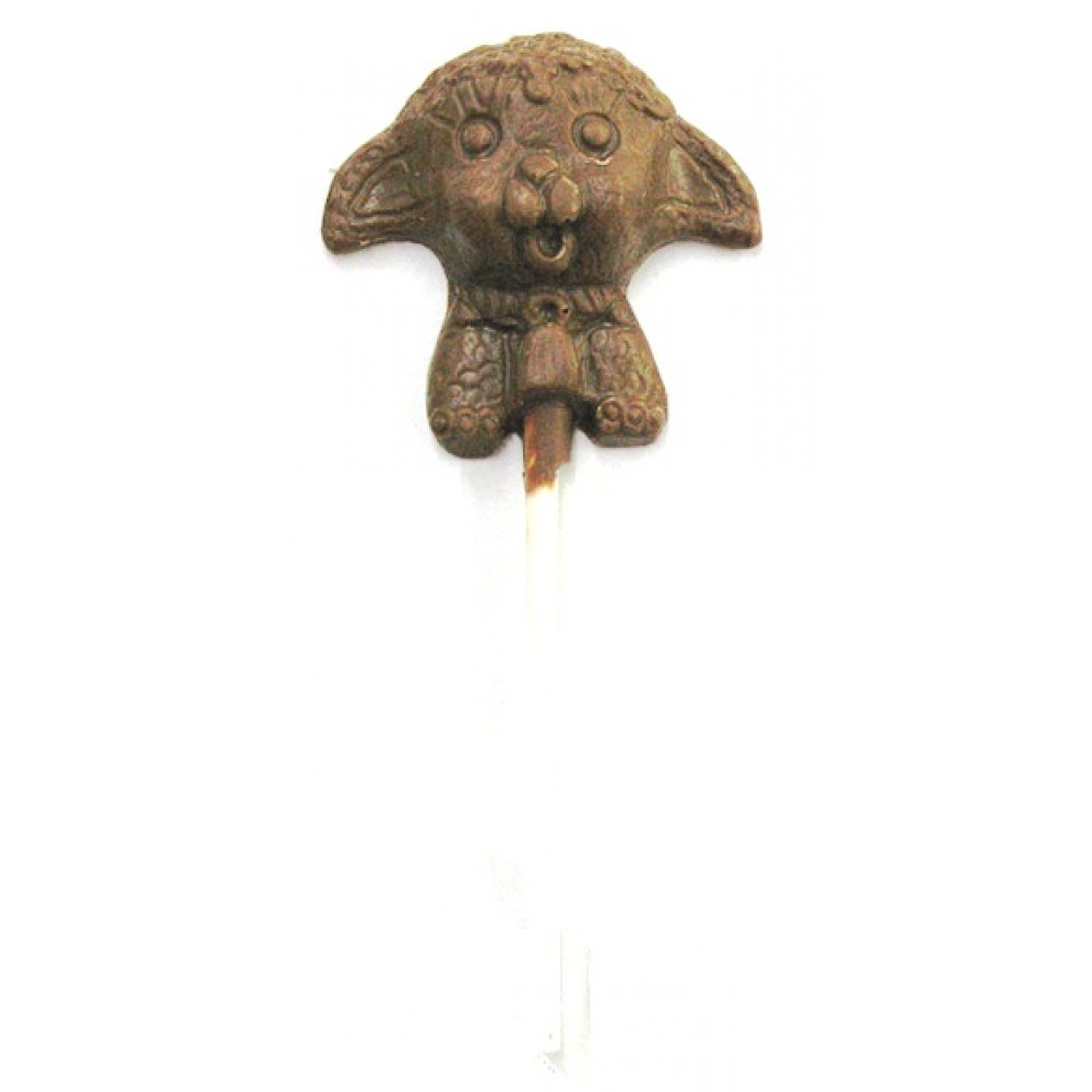 Logo Branded 0.48 Oz. Chocolate Lamb - On A Stick Front View