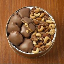 Custom Printed 28 Oz. Peanut Clusters/ Deluxe Mix Nuts Custom Gift Tin