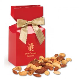 Red Gift Box w/Deluxe Mixed Nuts Custom Printed