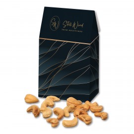 Promotional Navy & Gold Gable Top Gift Box w/Fancy Cashews