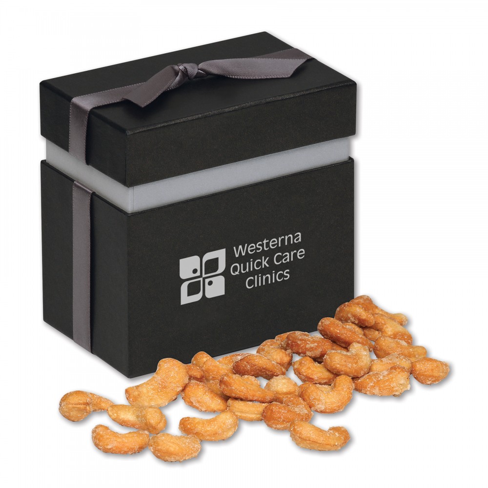 Custom Imprinted Honey Roasted Cashews in Elegant Treats Gift Box Custom Imprinted Honey Roasted Cashews in Elegant Treats Gift Box