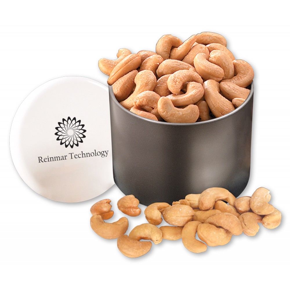Custom Printed Extra Fancy Jumbo Cashews in Designer Tin Custom Printed Extra Fancy Jumbo Cashews in Designer Tin