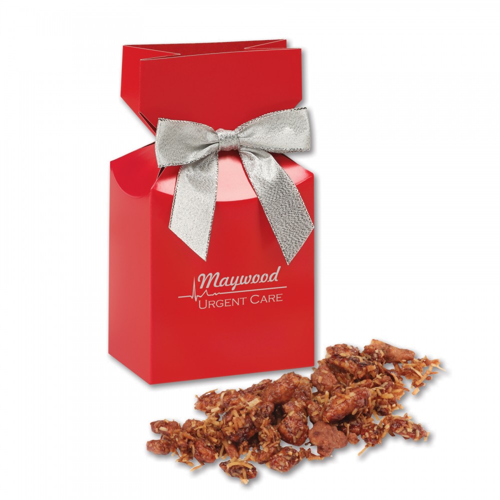 Red Premium Delights Gift Box w/Coconut Praline Pecans Logo Branded
