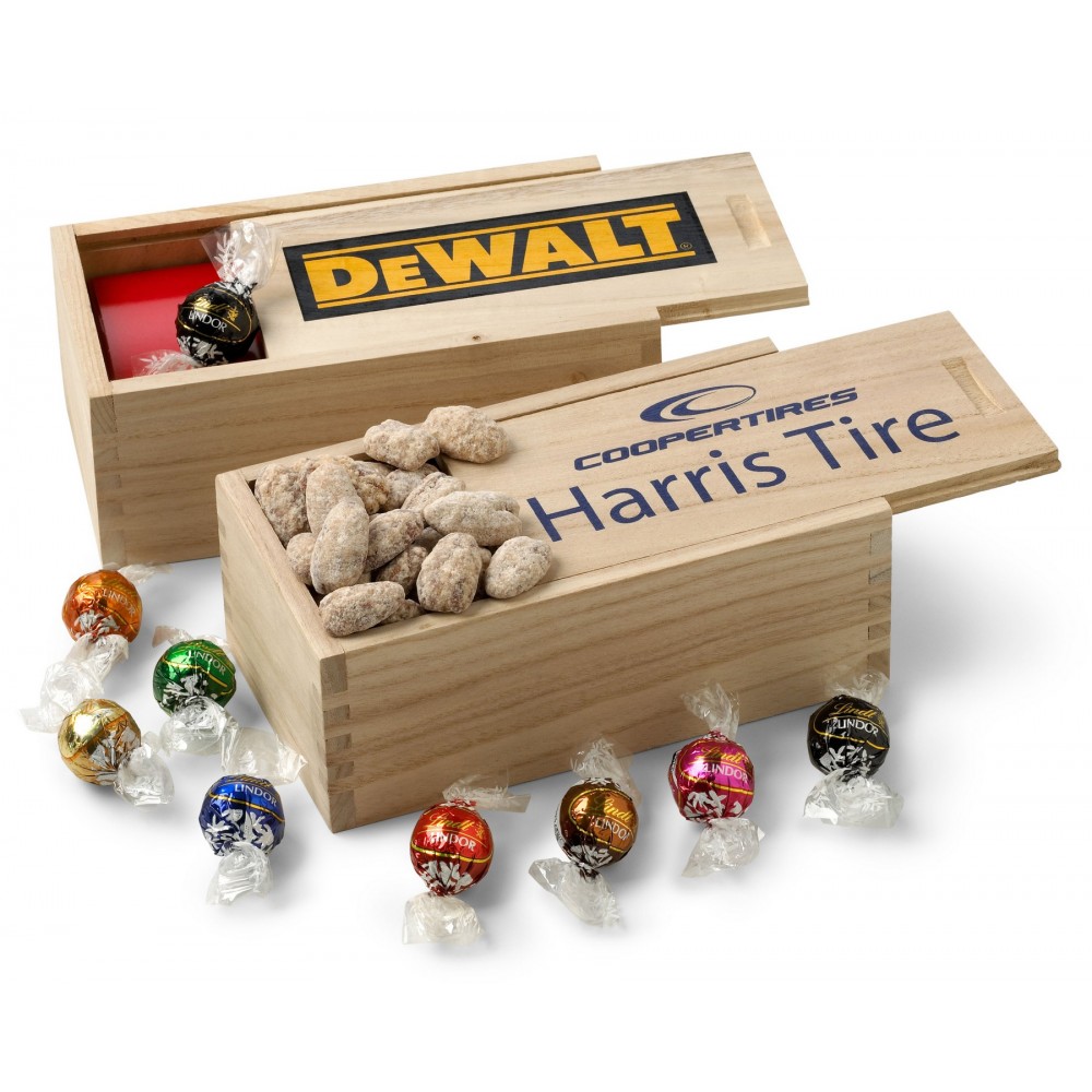 Wood Box w/ Sliding Lid - Pistachios Custom Printed Wood Box w/ Sliding Lid - Pistachios Custom Printed