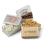 Logo Branded Custom Rectangle Gift Tin w/ Deluxe Mixed Nuts (no Peanuts)
