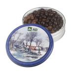 Custom Imprinted Glad Tidings Tin w/ Dark Choc Almonds & Milk Choc Cashews
