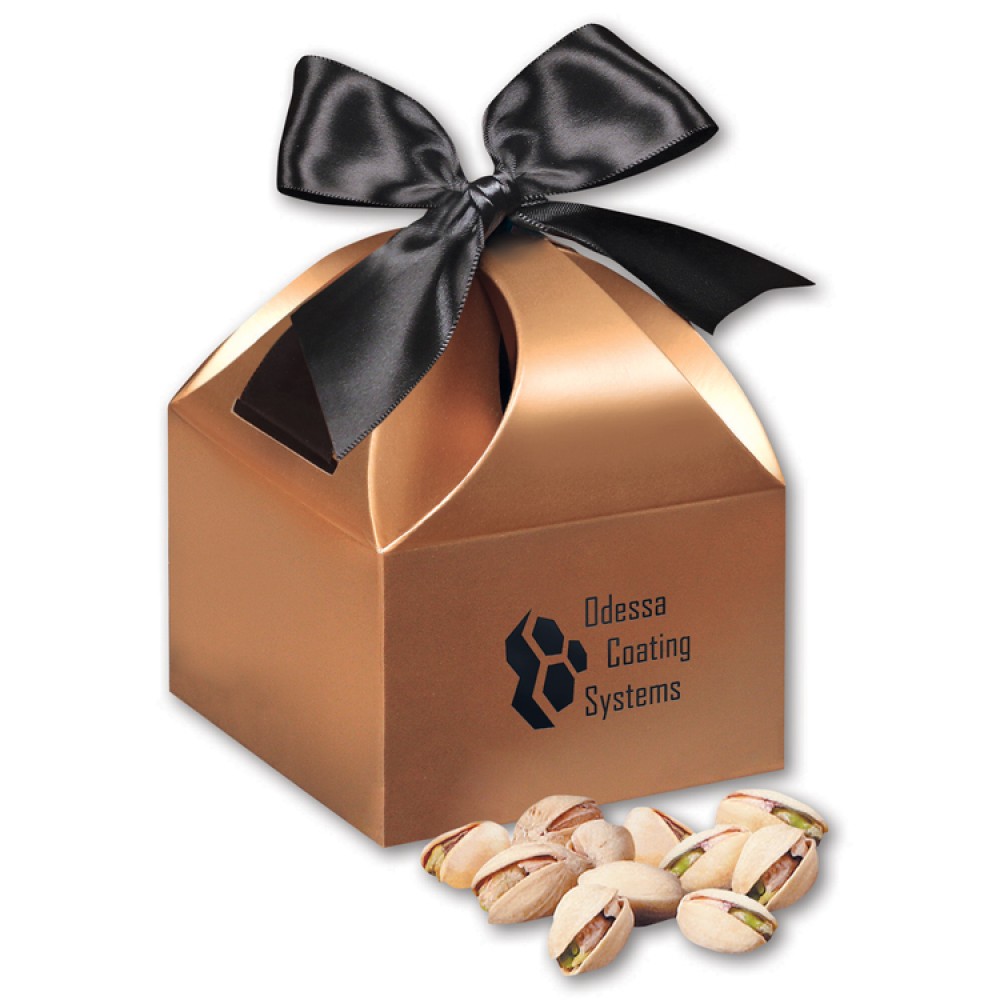 Logo Branded Jumbo California Pistachios in Copper Gift Box Logo Branded Jumbo California Pistachios in Copper Gift Box