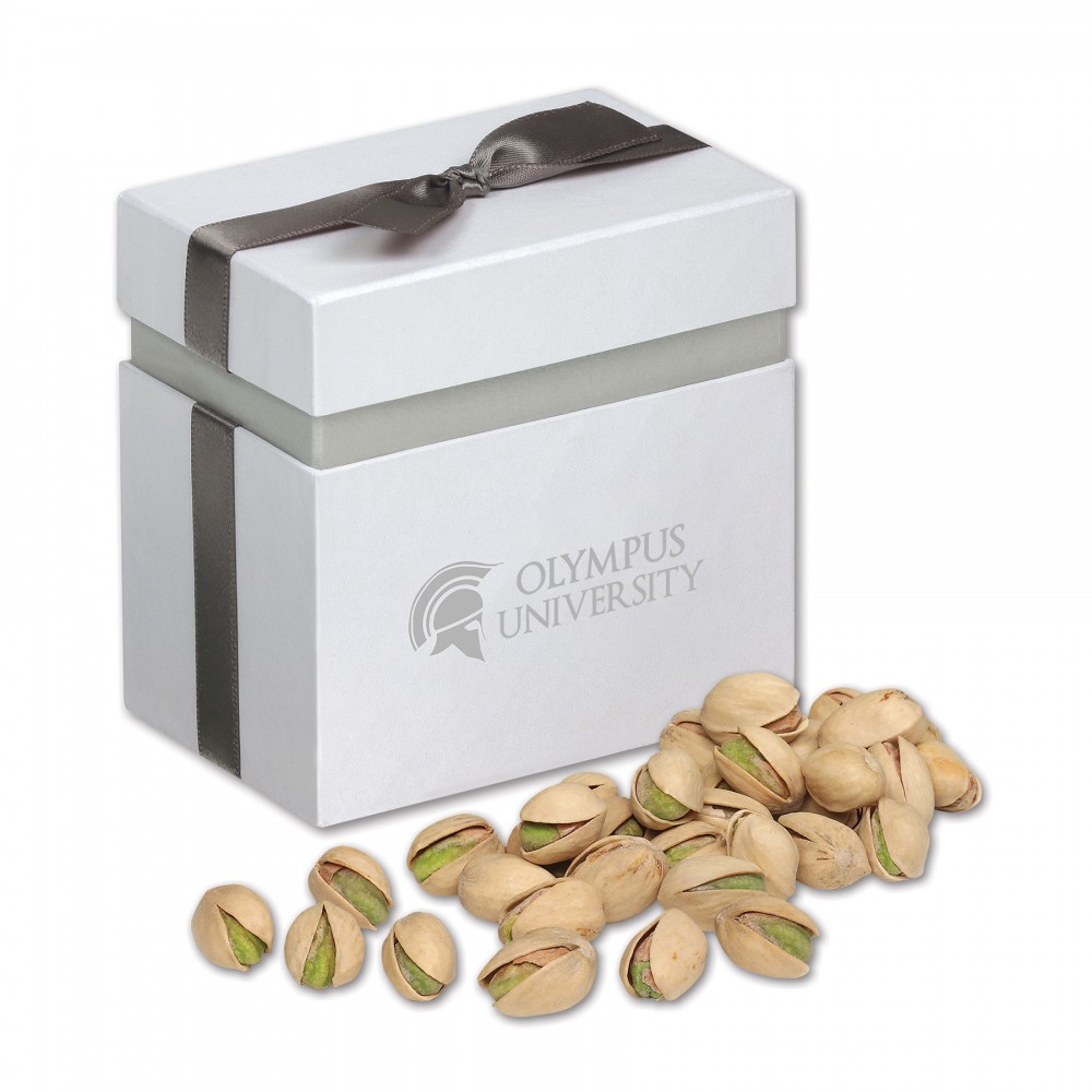 Jumbo California Pistachios in Elegant Treats Gift Box Custom Printed Jumbo California Pistachios in Elegant Treats Gift Box Custom Printed