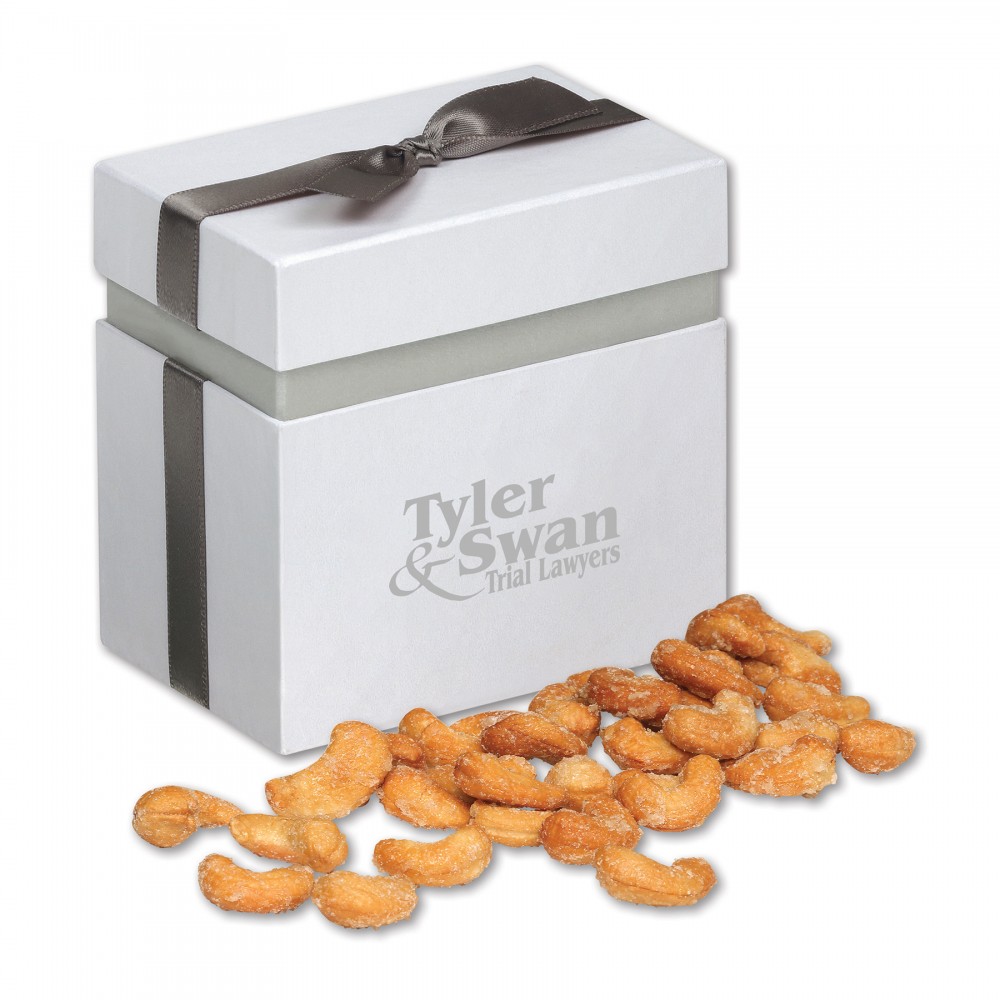 Honey Roasted Cashews in Elegant Treats Gift Box Custom Printed Honey Roasted Cashews in Elegant Treats Gift Box Custom Printed
