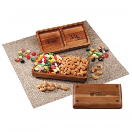 Acacia Tray w/Jelly Belly Jelly Beans & Cashews Custom Imprinted