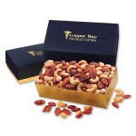 Navy & Gold Gift Box w/Deluxe Mixed Nuts Custom Imprinted