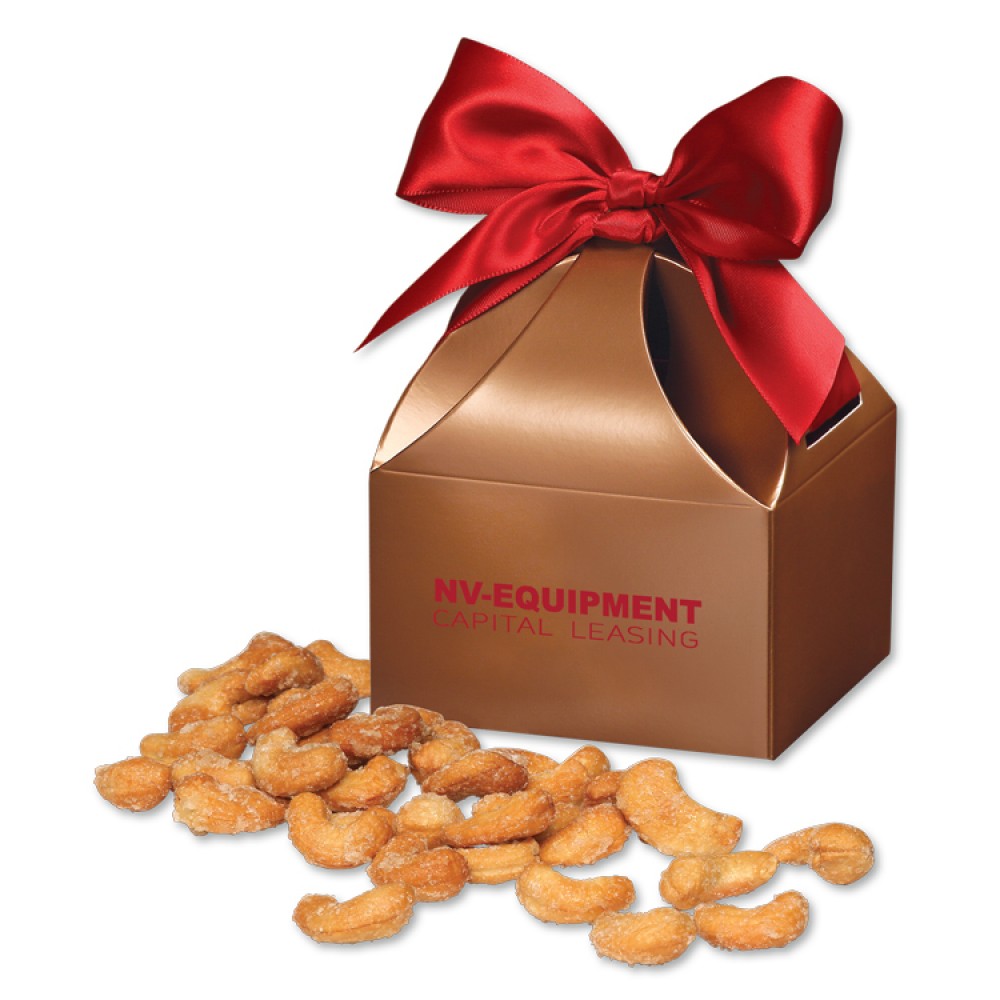 Honey Roasted Cashews in Copper Gift Box Logo Branded Honey Roasted Cashews in Copper Gift Box Logo Branded
