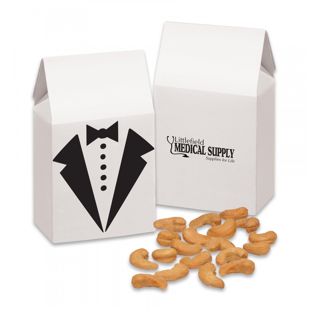 Tuxedo Gift Box with Extra Fancy Jumbo Cashews Custom Imprinted Tuxedo Gift Box with Extra Fancy Jumbo Cashews Custom Imprinted