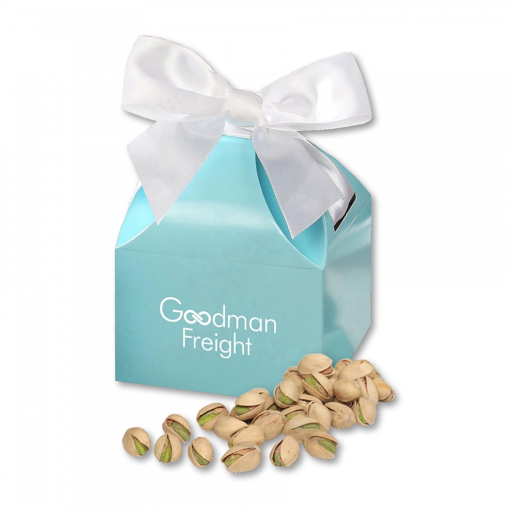 Custom Imprinted Jumbo California Pistachios in Robin's Egg Blue Classic Treats Gift Box