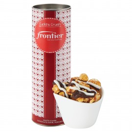 8" Valentine's Day Snack Tubes -White & Dark Chocolate Swirl Popcorn with Logo