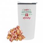 Custom Imprinted Promo Revolution - 20 oz Straight Tumbler w/ Plastic Liner Gift Set w/ Christmas Crunch Popcorn
