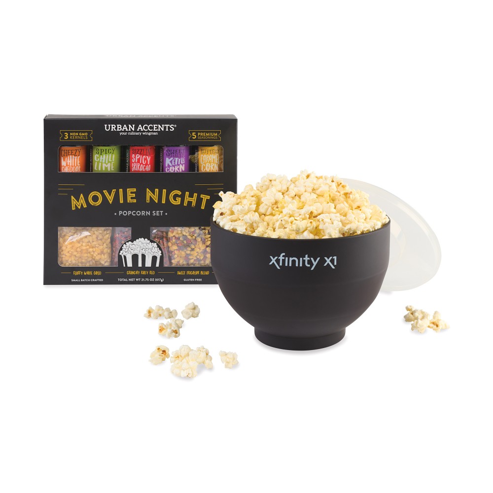 Custom Imprinted Movie Night Gourmet Popcorn Gift Set - Black