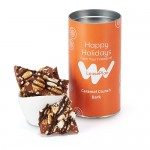 Promotional Belgian Chocolate Bark Gift Tube - Caramel Crunch Bark