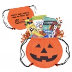 Drawstring Pumpkin Bag with Snacks Custom Imprinted