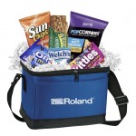 Promotional Blue Can Cooler with Snacks