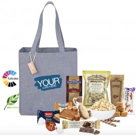 Custom Imprinted Cotton Recycled Tote with Snacks