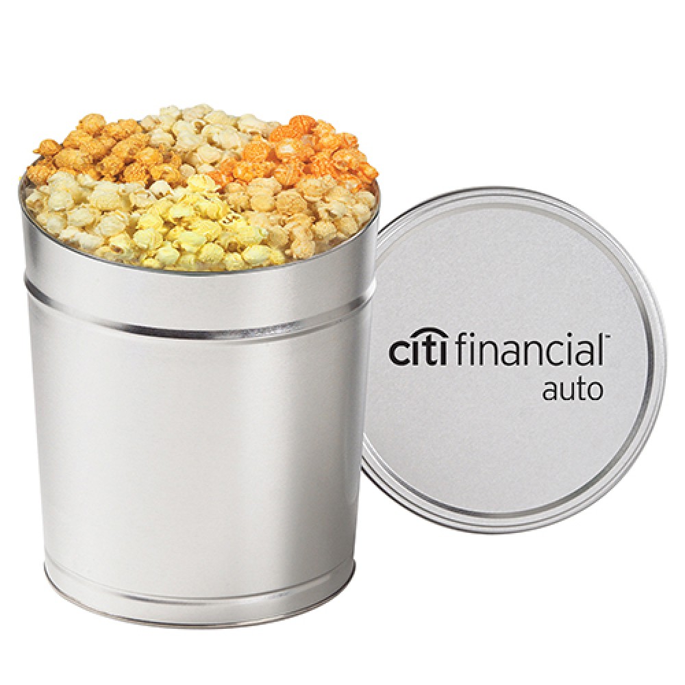 6 Way Savory Popcorn Tin (3.5 Gallon) Logo Branded