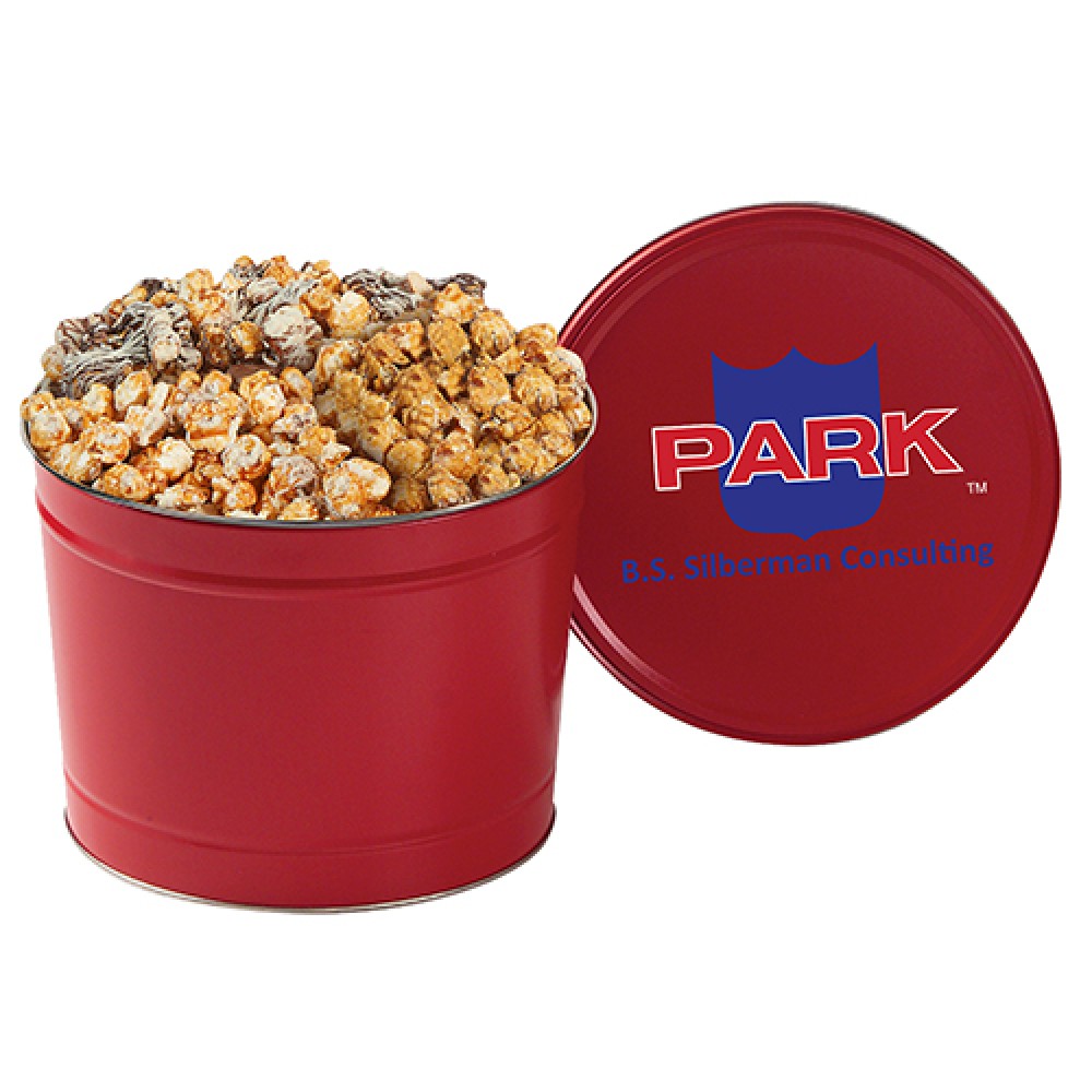 Logo Branded 3 Way Gourmet Popcorn Tin (2 Gallon)